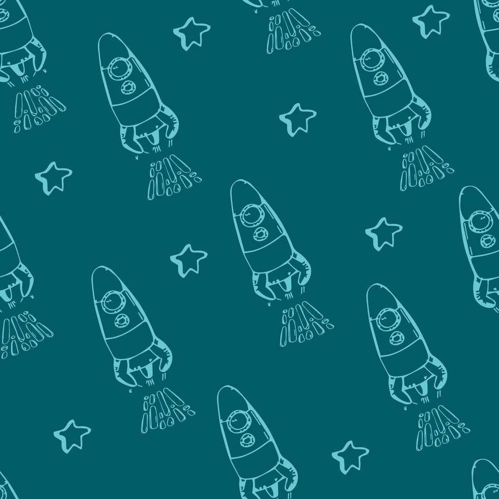 Space seamless pattern print design for Kids with stars, rockets. design for fashion fabrics, textile graphics, prints. vector