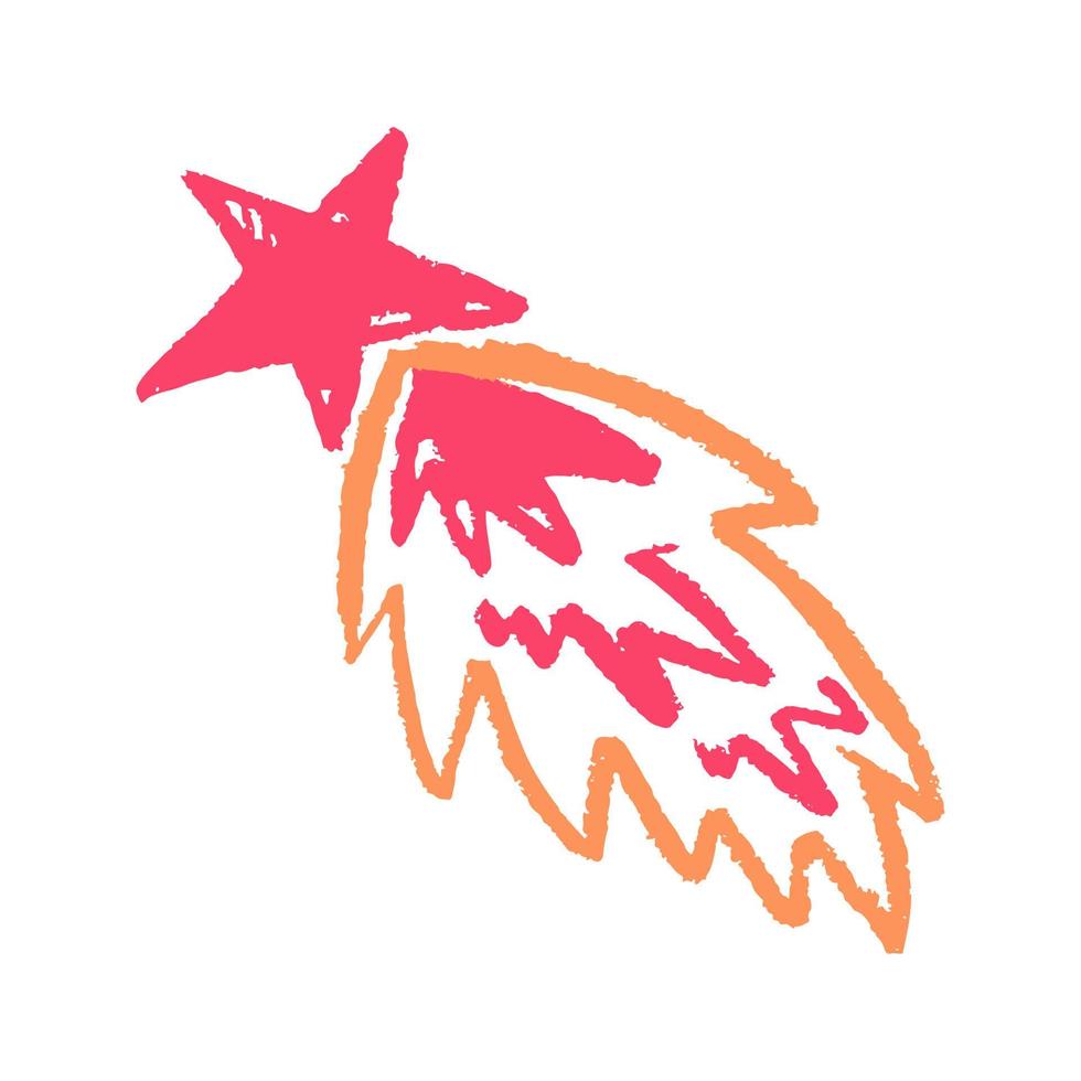 Icon in hand draw style. Drawing with wax crayons, children's creativity vector