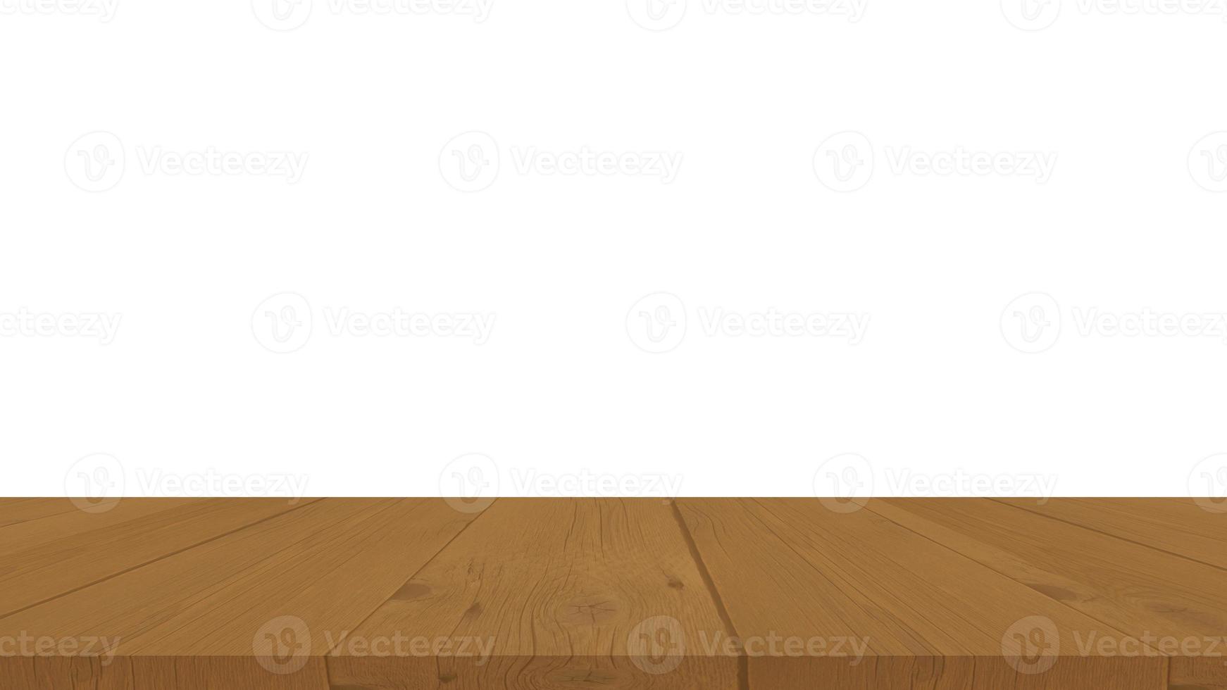 Wood table for display or montage products with blank white background. photo