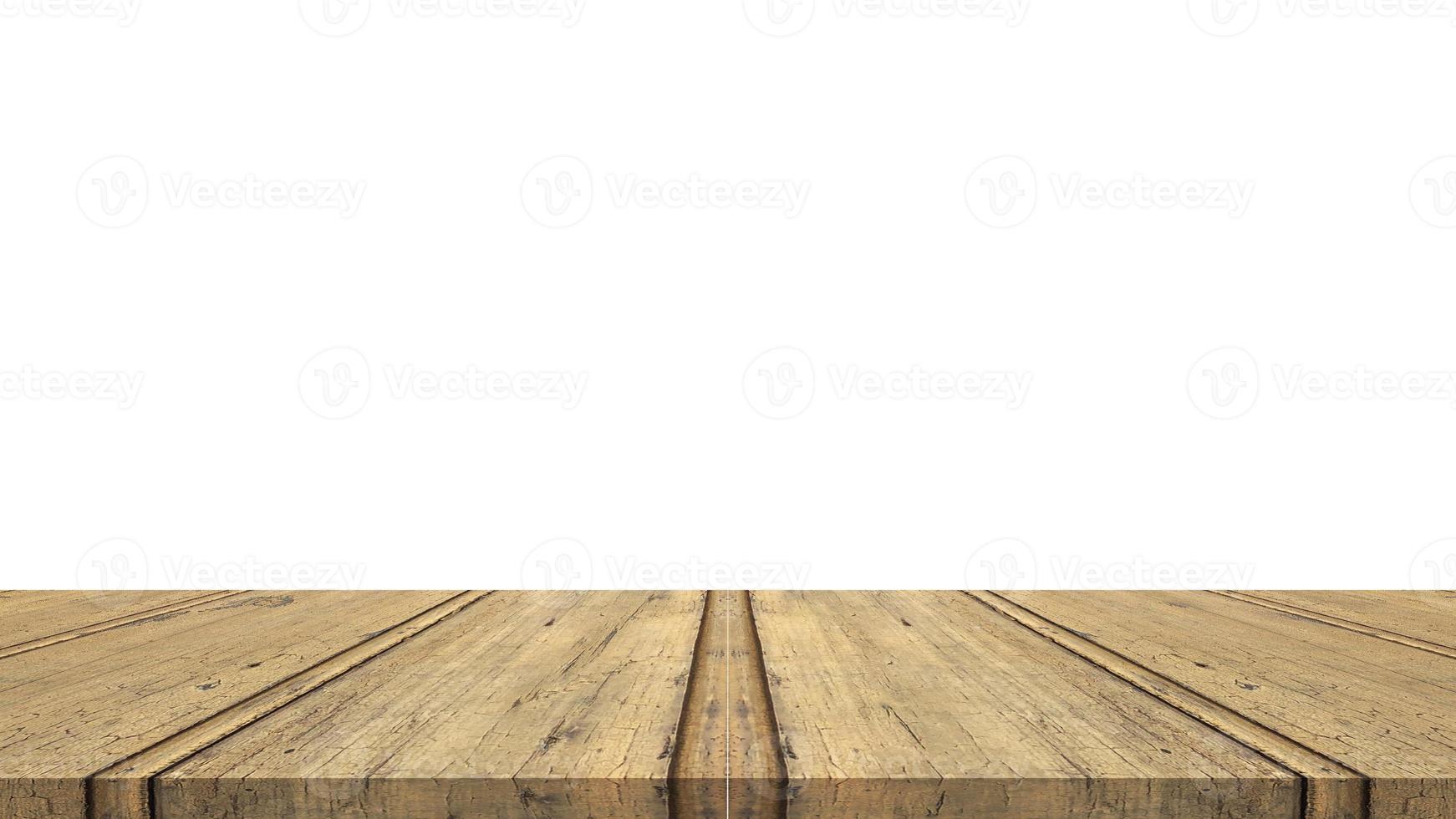 Wood table for display or montage products with blank white background. photo