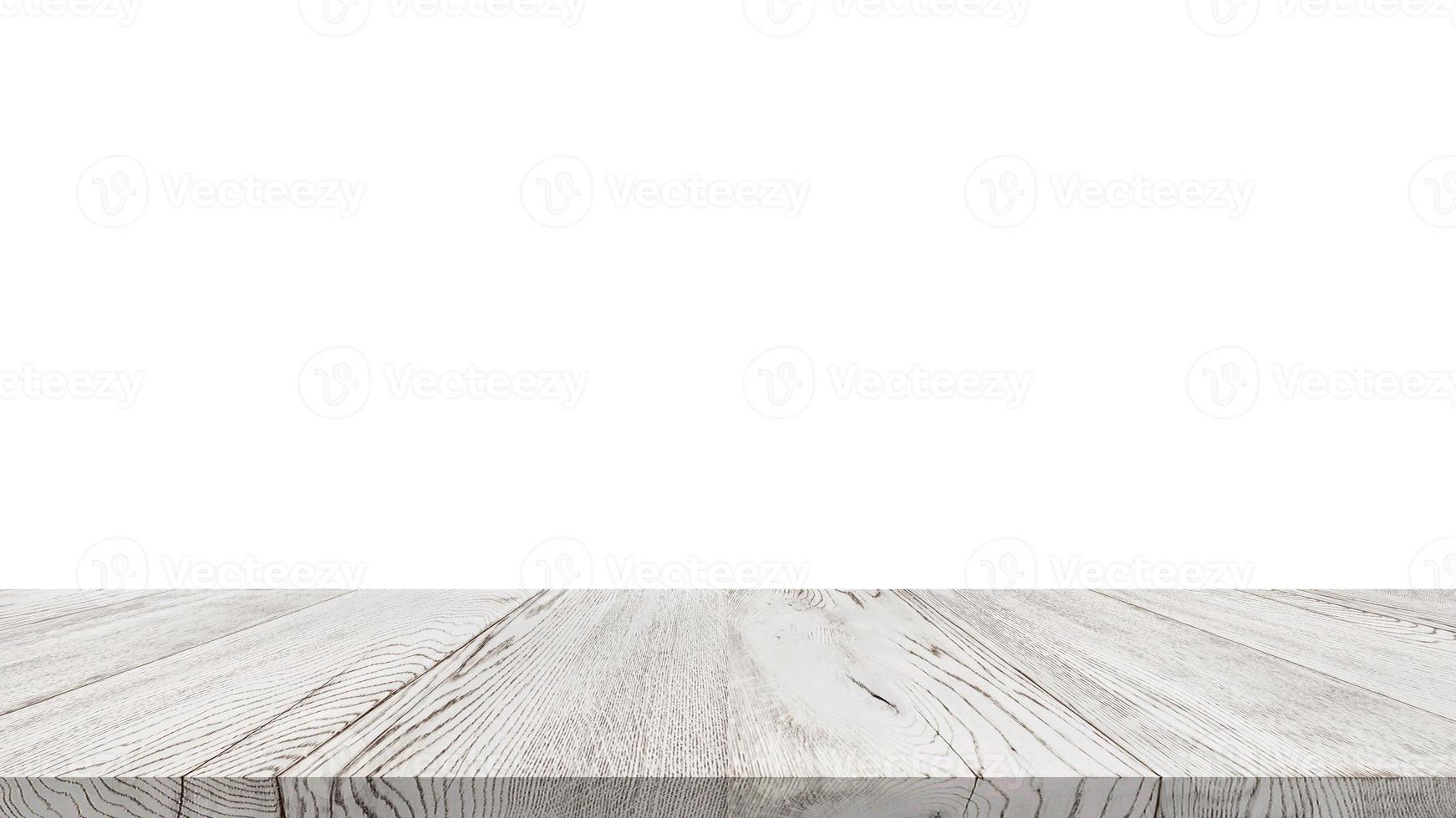 Wood table for display or montage products with blank white background. photo