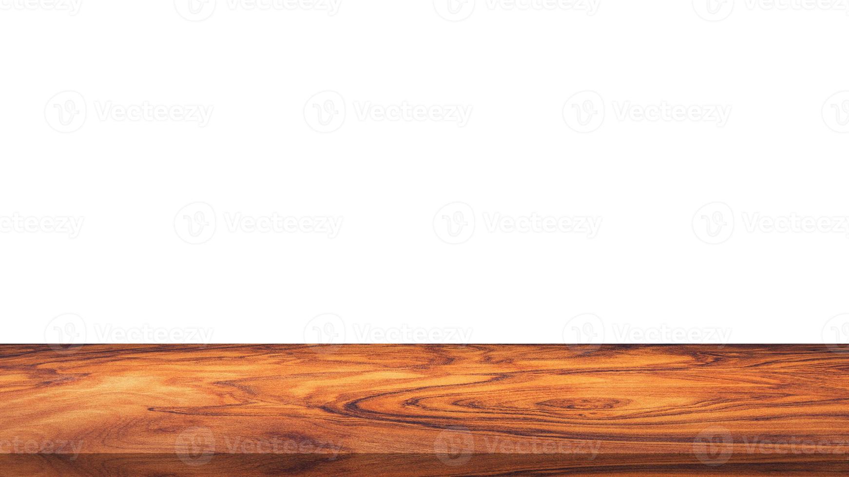 Wood table for display or montage products with blank white background. photo