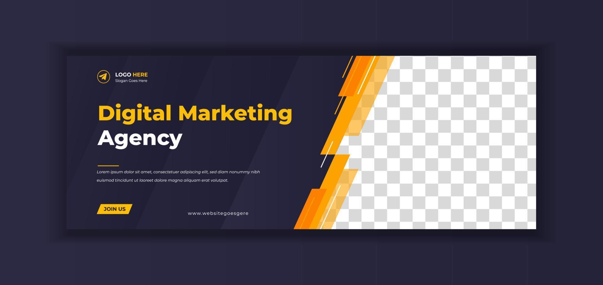 Digital marketing Social Media Cover photo Template Design . digital marketing agency web banner. digital marketing web banner design layout. web banner. social media cover design. vector