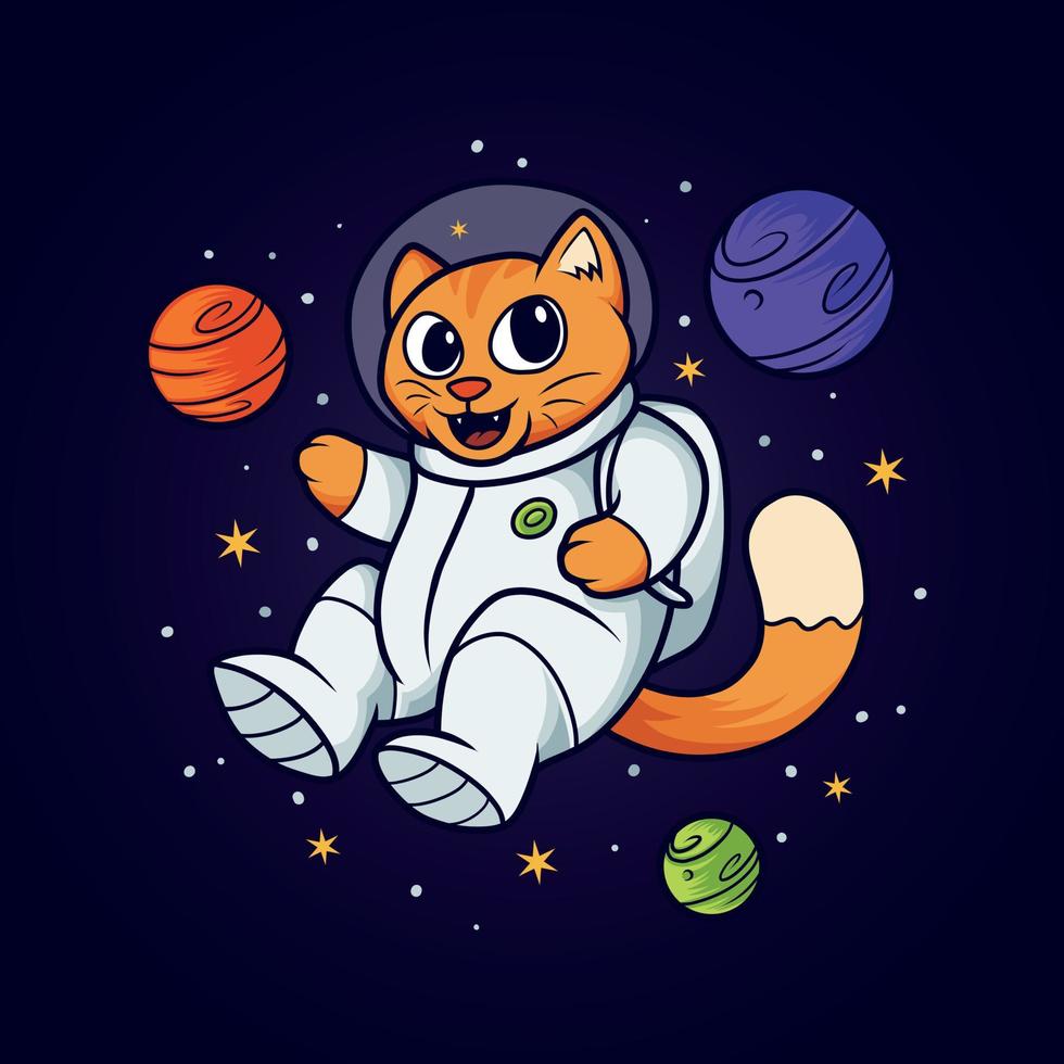 Space cat astronaut vector