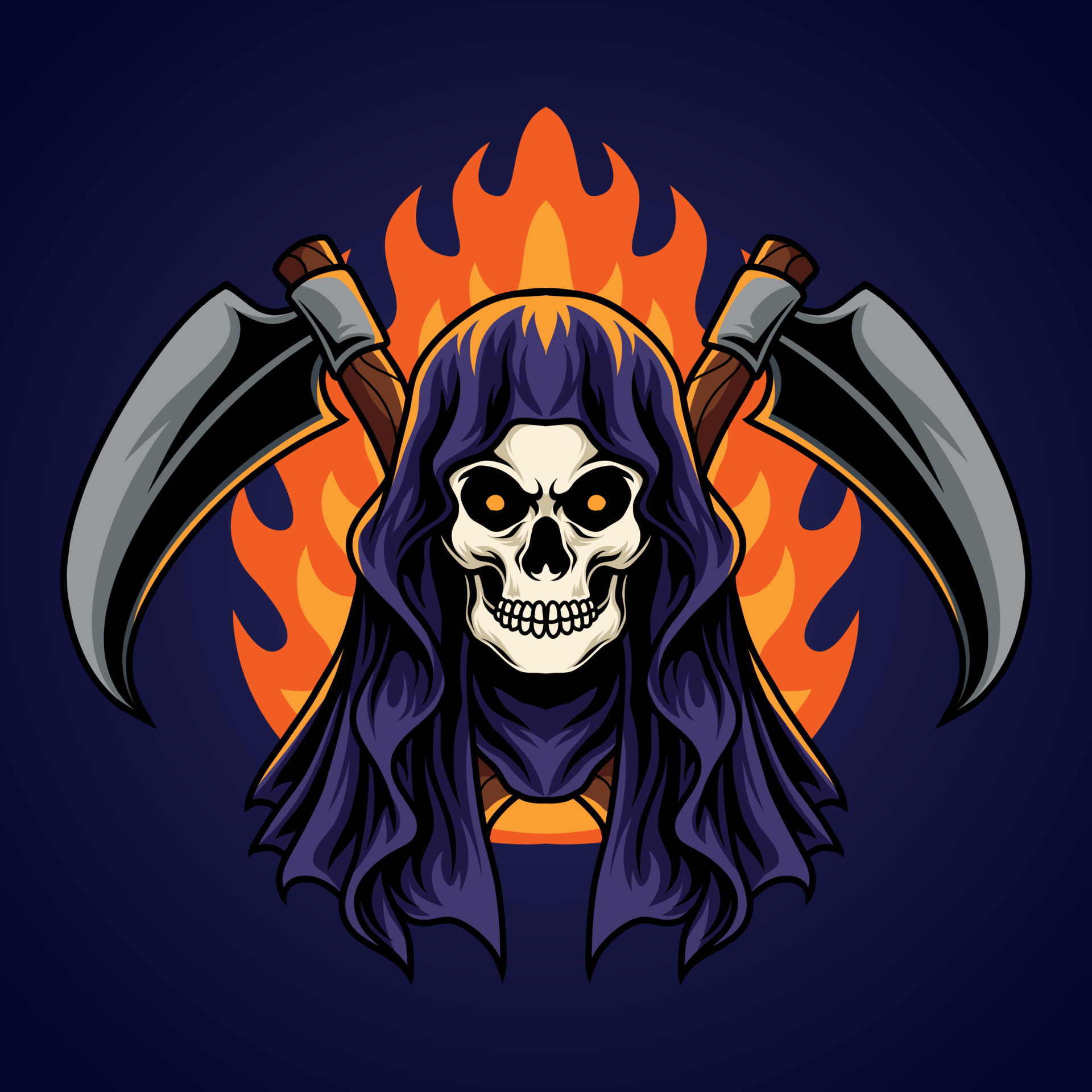 Grim reaper skull 6560446 Vector Art at Vecteezy
