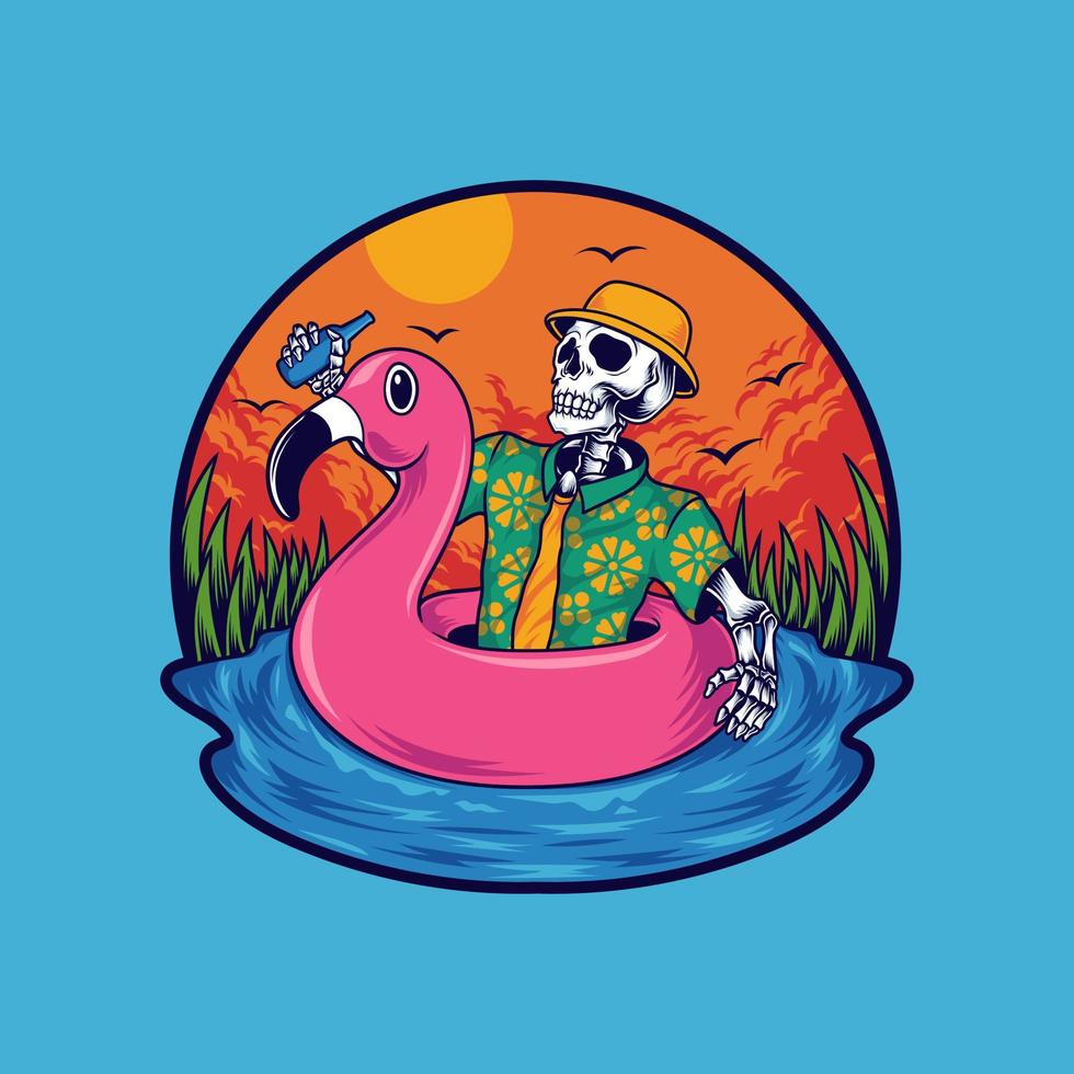 Swimming skull holiday vector