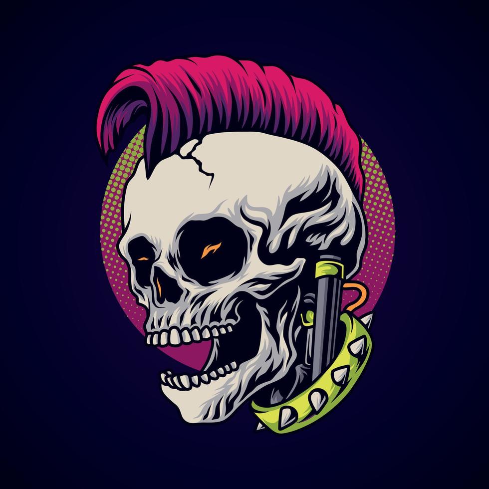 cabeza de calavera punk de vapor vector