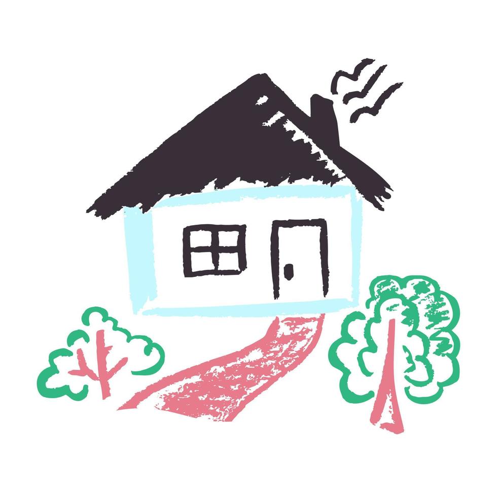 Icon in hand draw style. Drawing with wax crayons, children's creativity vector