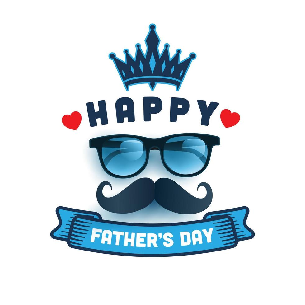 Happy Father's Day card with gift box on blue background.Greetings and presents for Father's Day in flat lay styling.Promotion and shopping template for love dad vector