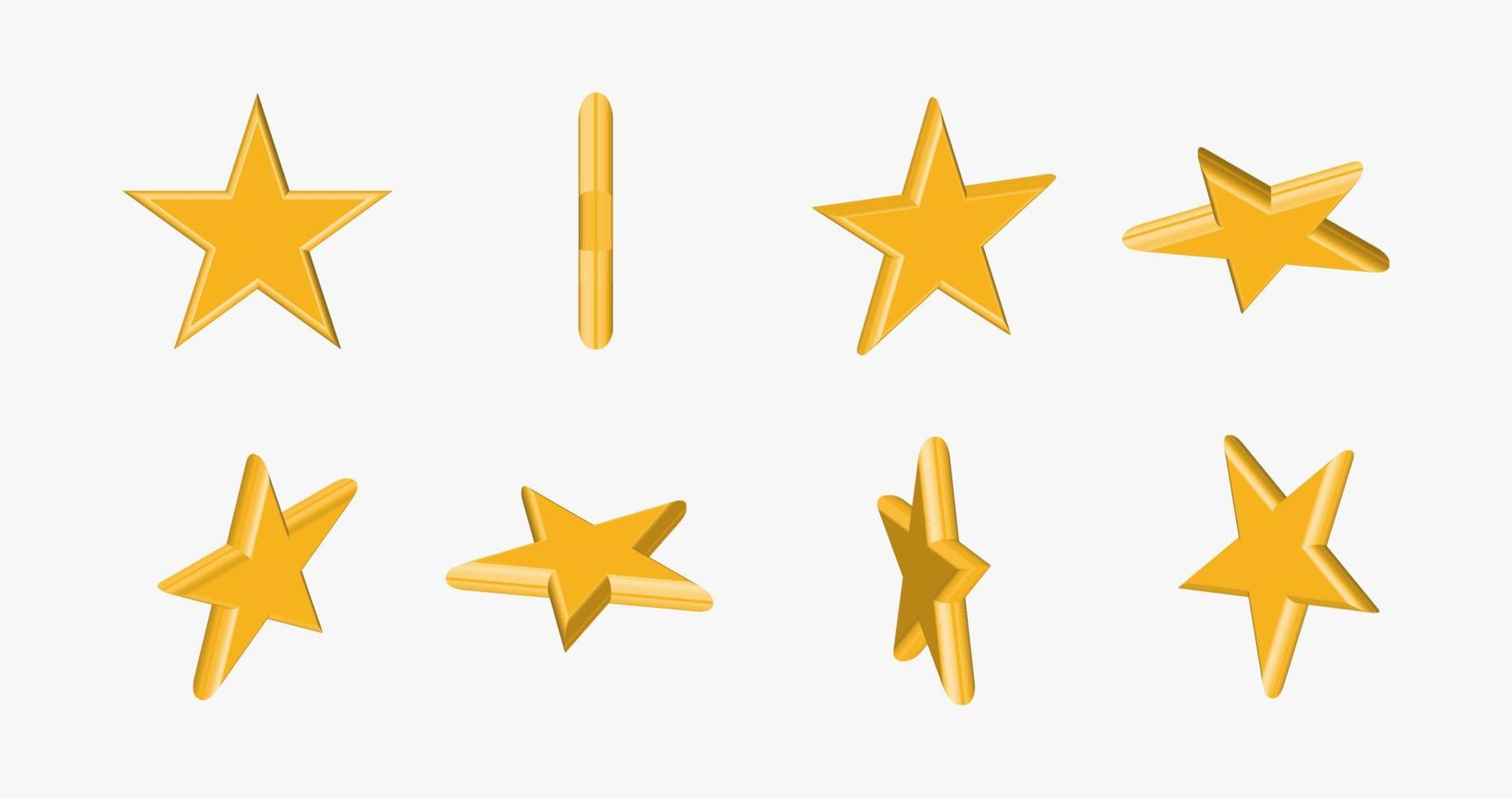 Star of different shapes, bright yellow color. vector