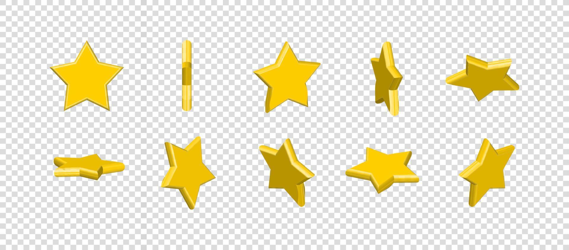 estrella de diferentes formas, color amarillo brillante. vector