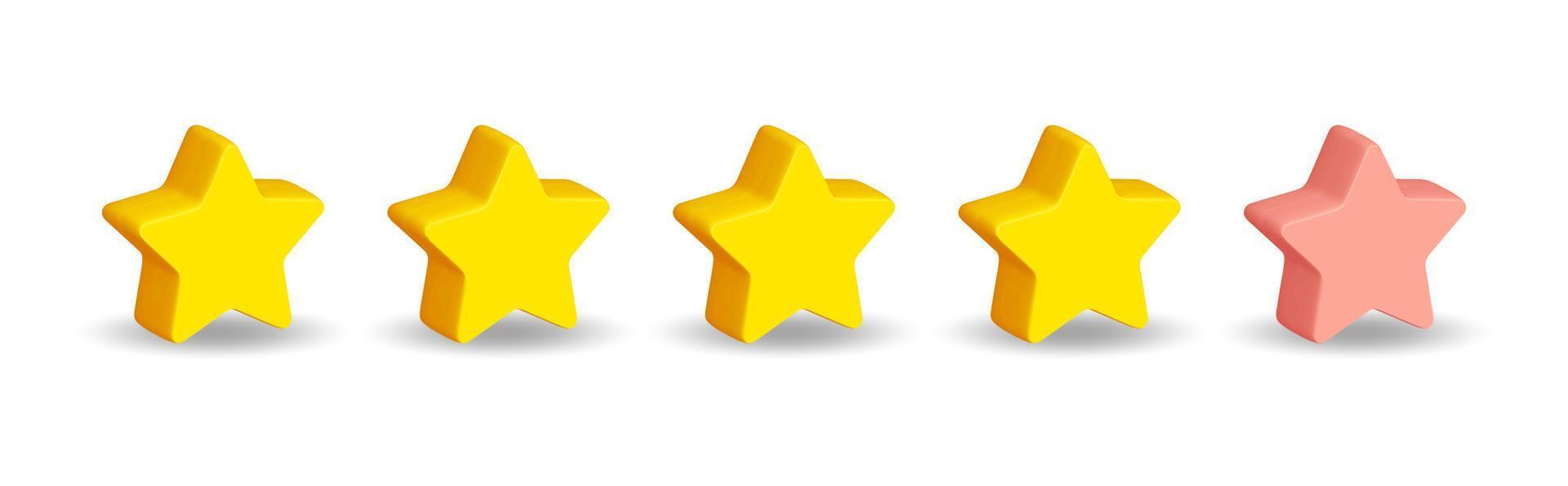 Five stars, glossy yellow and pink colors. vector