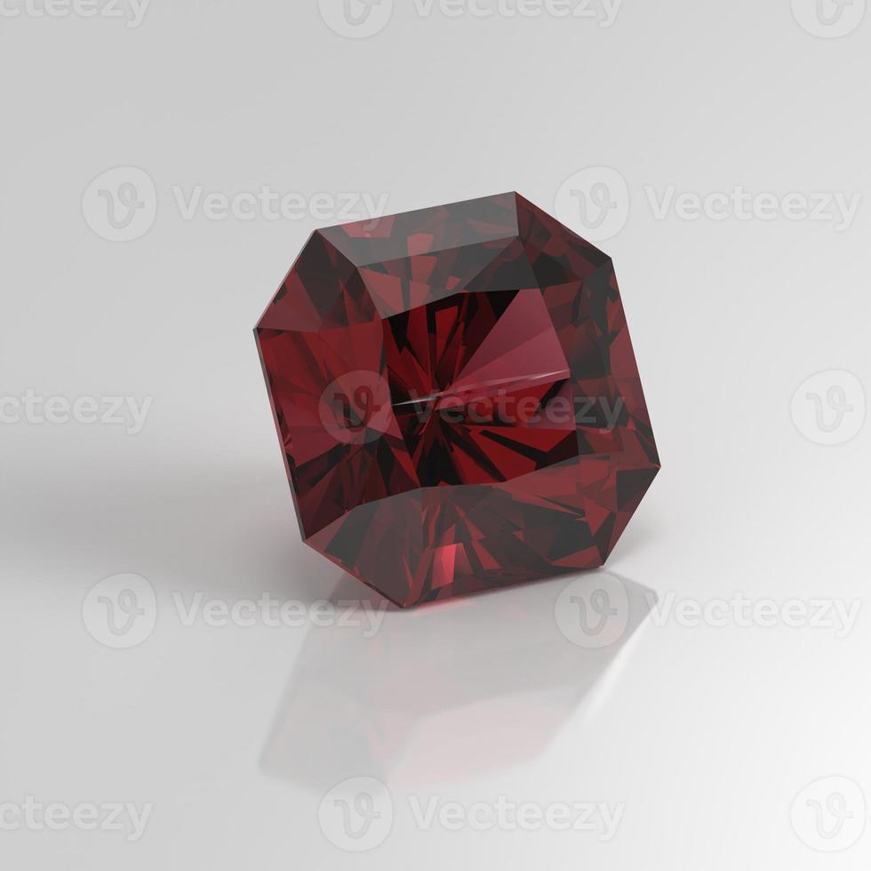 granate piedra preciosa radiante cuadrado 3d render foto