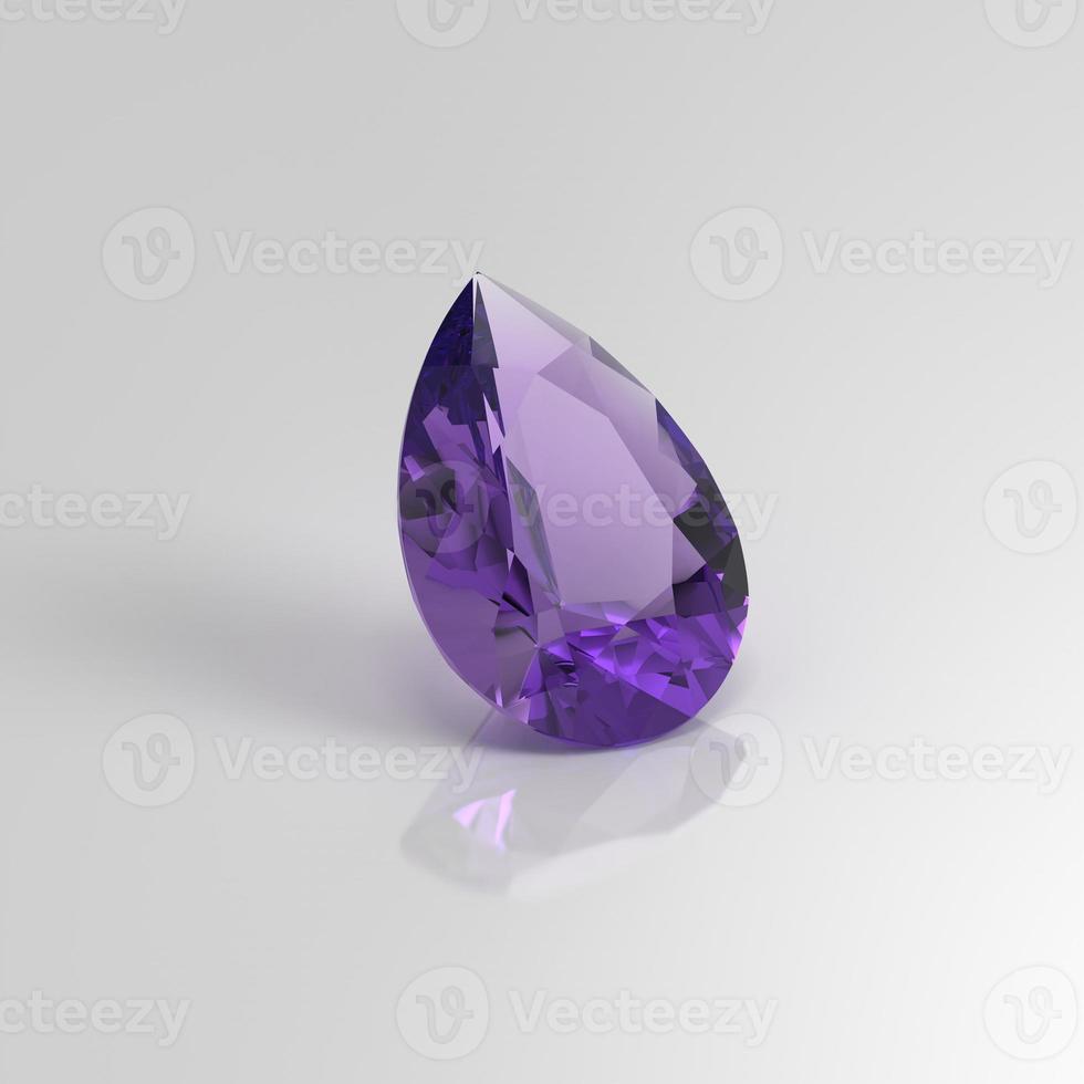 amethyst gemstone pear drop 3D render photo