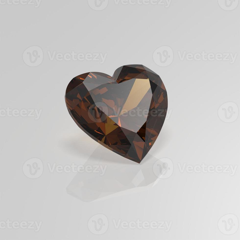 amber gemstone heart 3D render photo