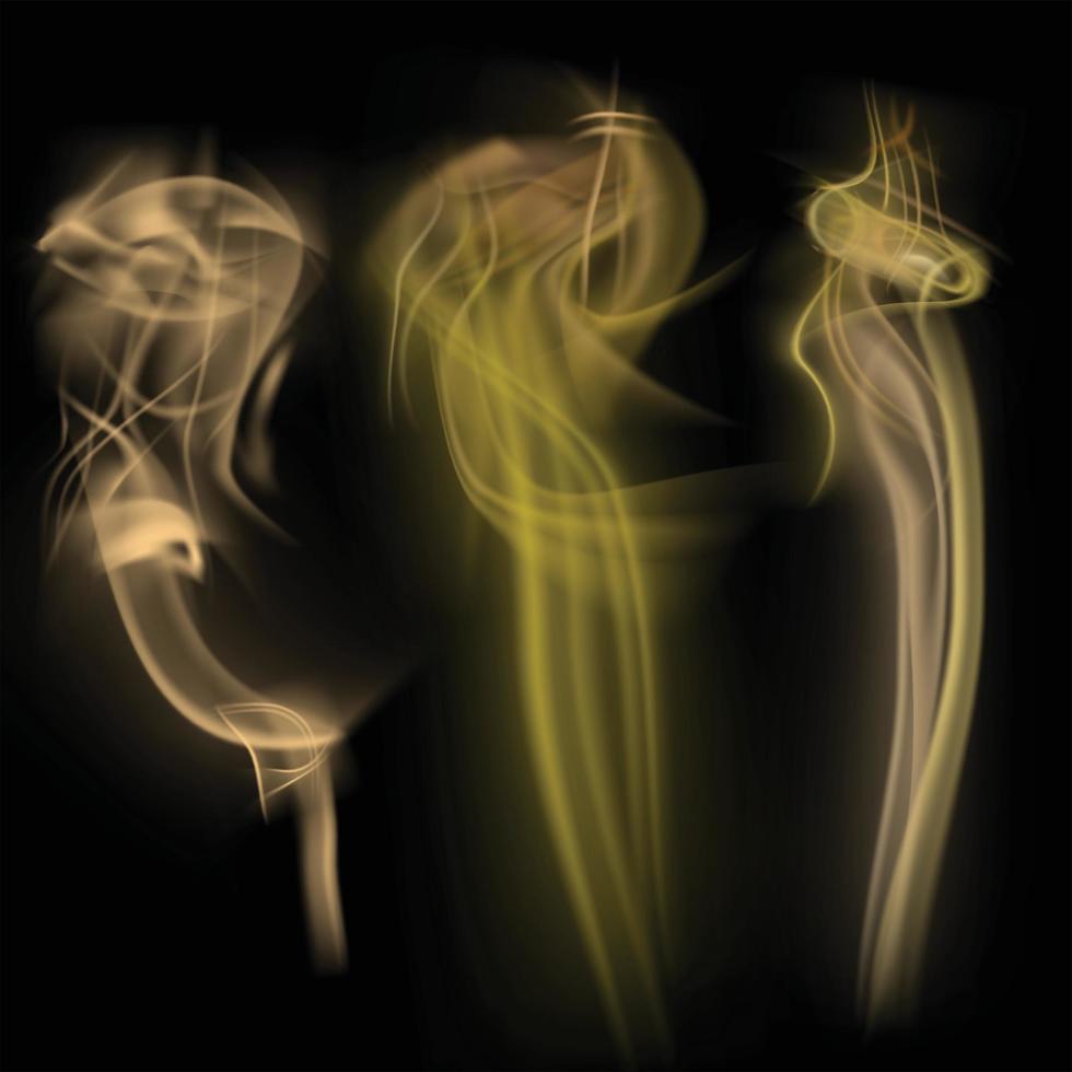 Golden smoke on black background vector