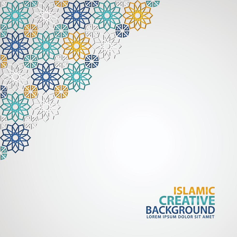 Islamic ornament of mosaic for greeting card background template vector