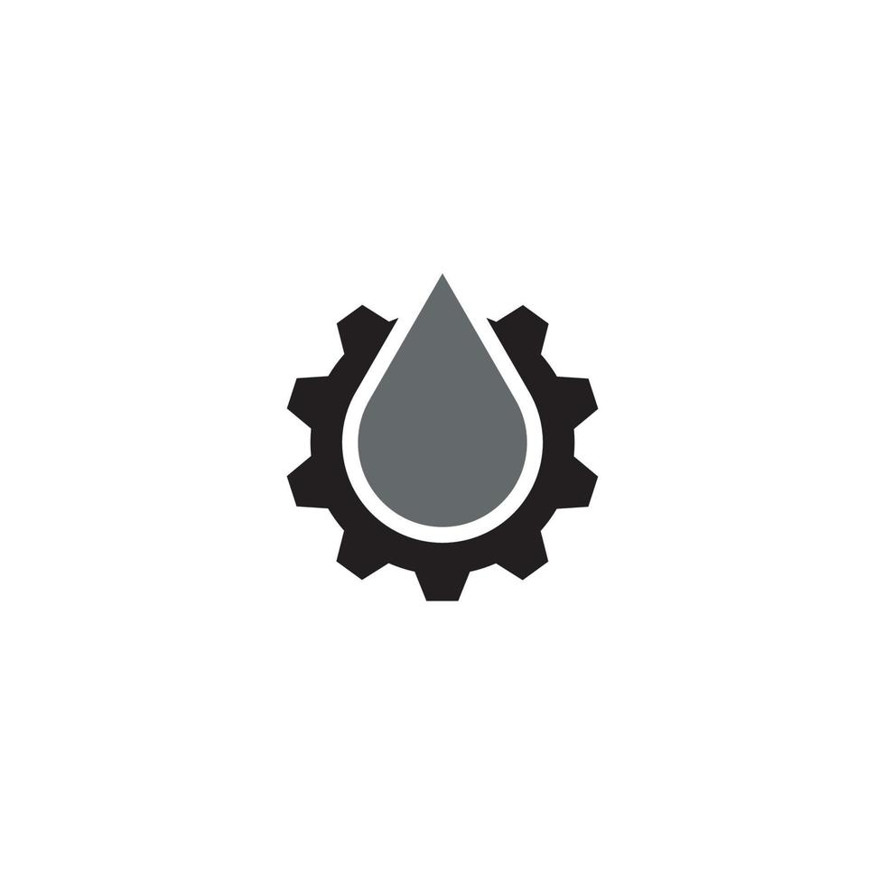 Droplet and Gear logo or icon design vector