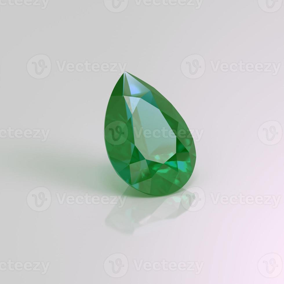 emerald gemstone pear drop 3D render photo