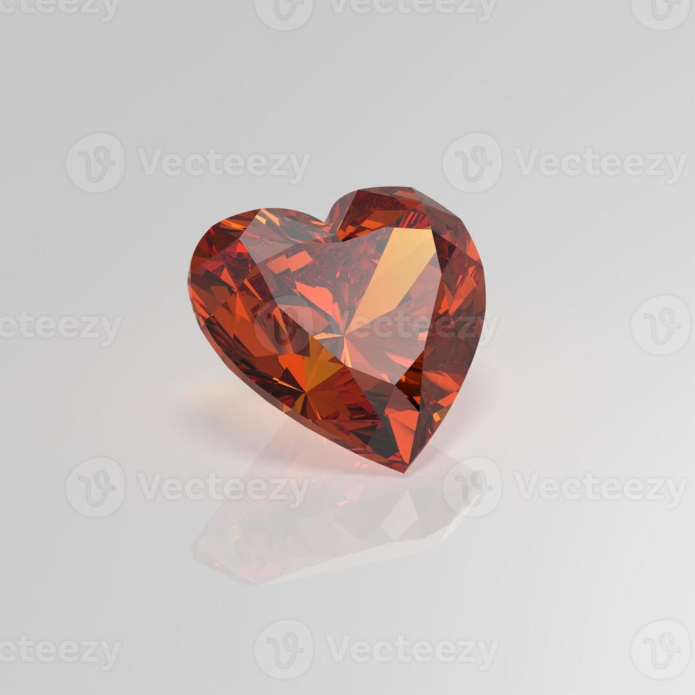 hessonite gemstone heart 3D render photo