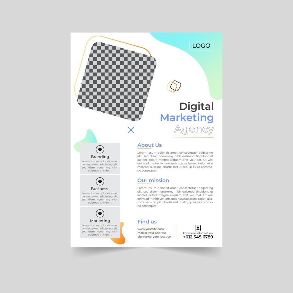 Business flyer design corporate flyer template geometric shape poster design brochure gradient abstract magazine background space for photo in A5 size vector