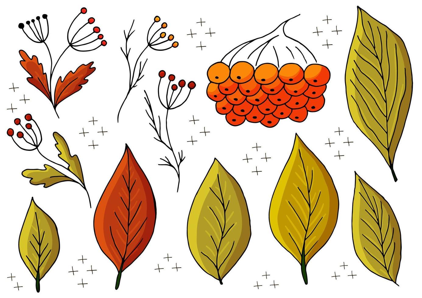 Autumn illustration in hand drawn style. Children's drawing vector