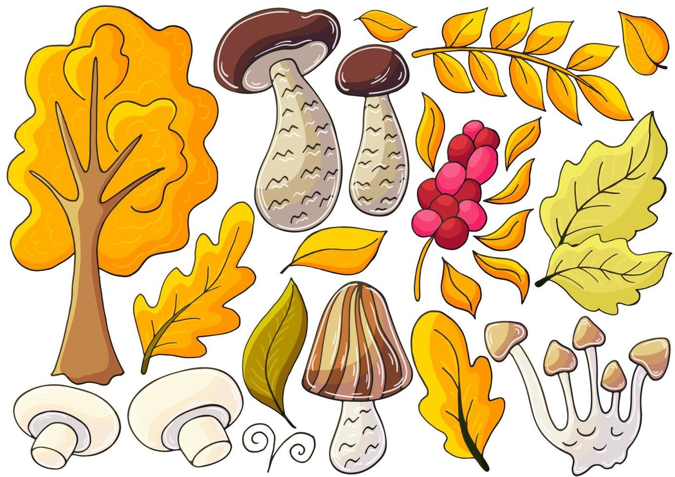 Autumn illustration in hand drawn style. Children's drawing vector