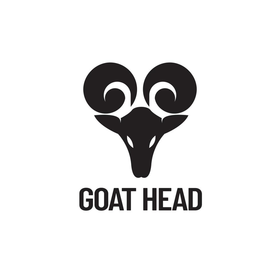 Goat head design logo unique horn black silhouette,goat,animal vector