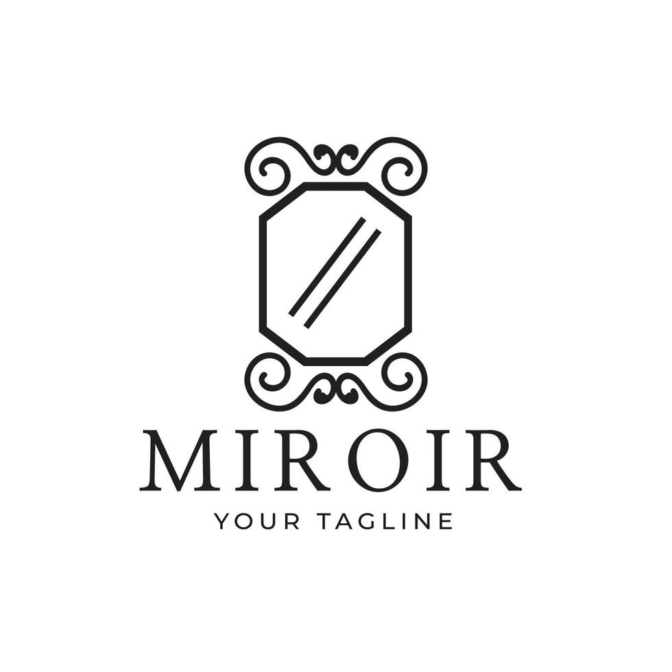 Vintage mirror logo simple ornament design template vector