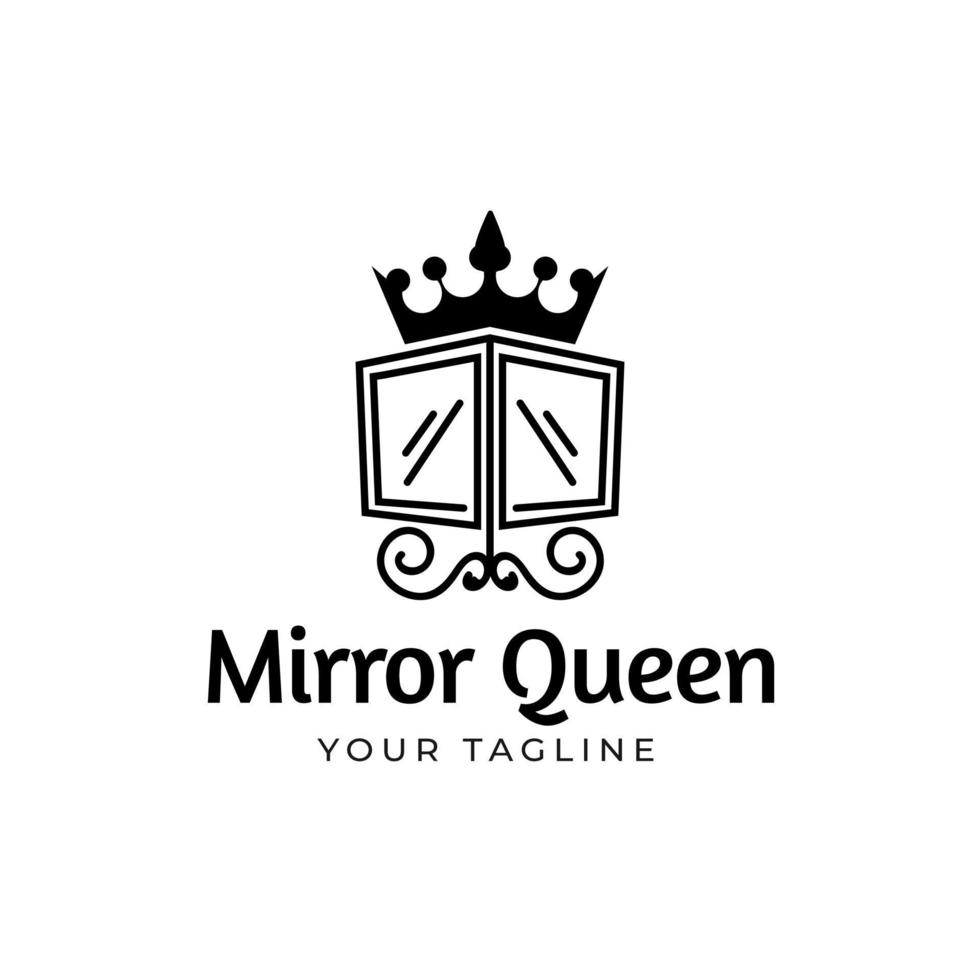 espejo reina logo diseño inspiración vintage vector