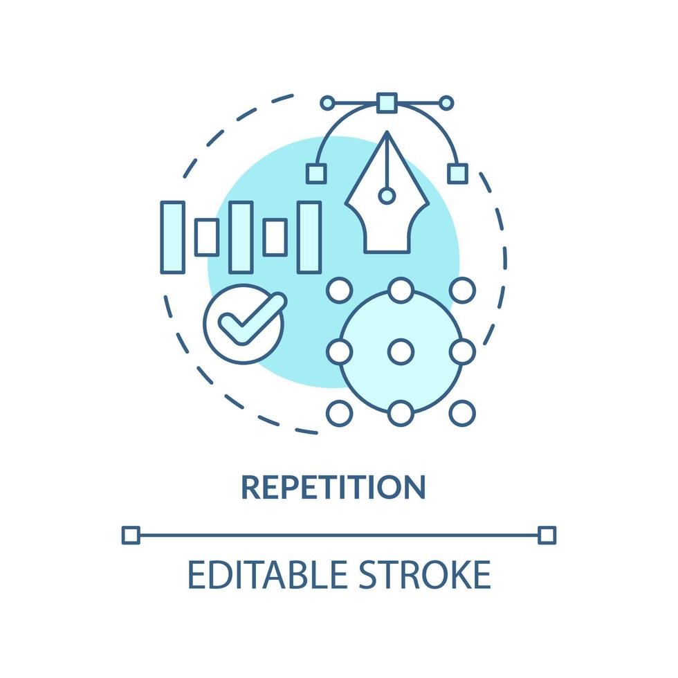 Repetition turquoise concept icon. Composition style. Graphic design principles abstract idea thin line illustration. Isolated outline drawing. Editable stroke. Arial, Myriad Pro-Bold fonts used vector