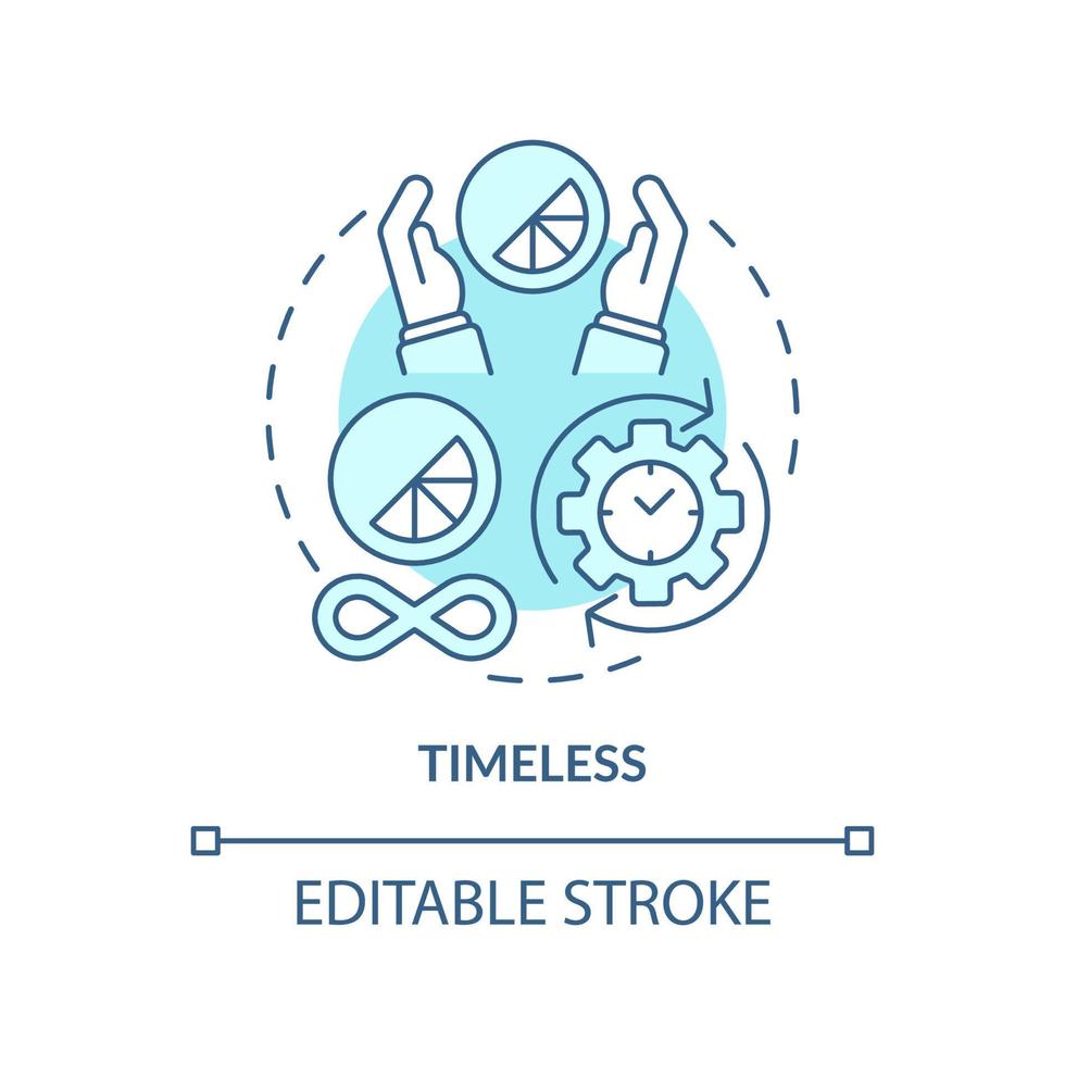Timeless turquoise concept icon. Company style. Ideal logo design characteristics abstract idea thin line illustration. Isolated outline drawing. Editable stroke. Arial, Myriad Pro-Bold fonts used vector