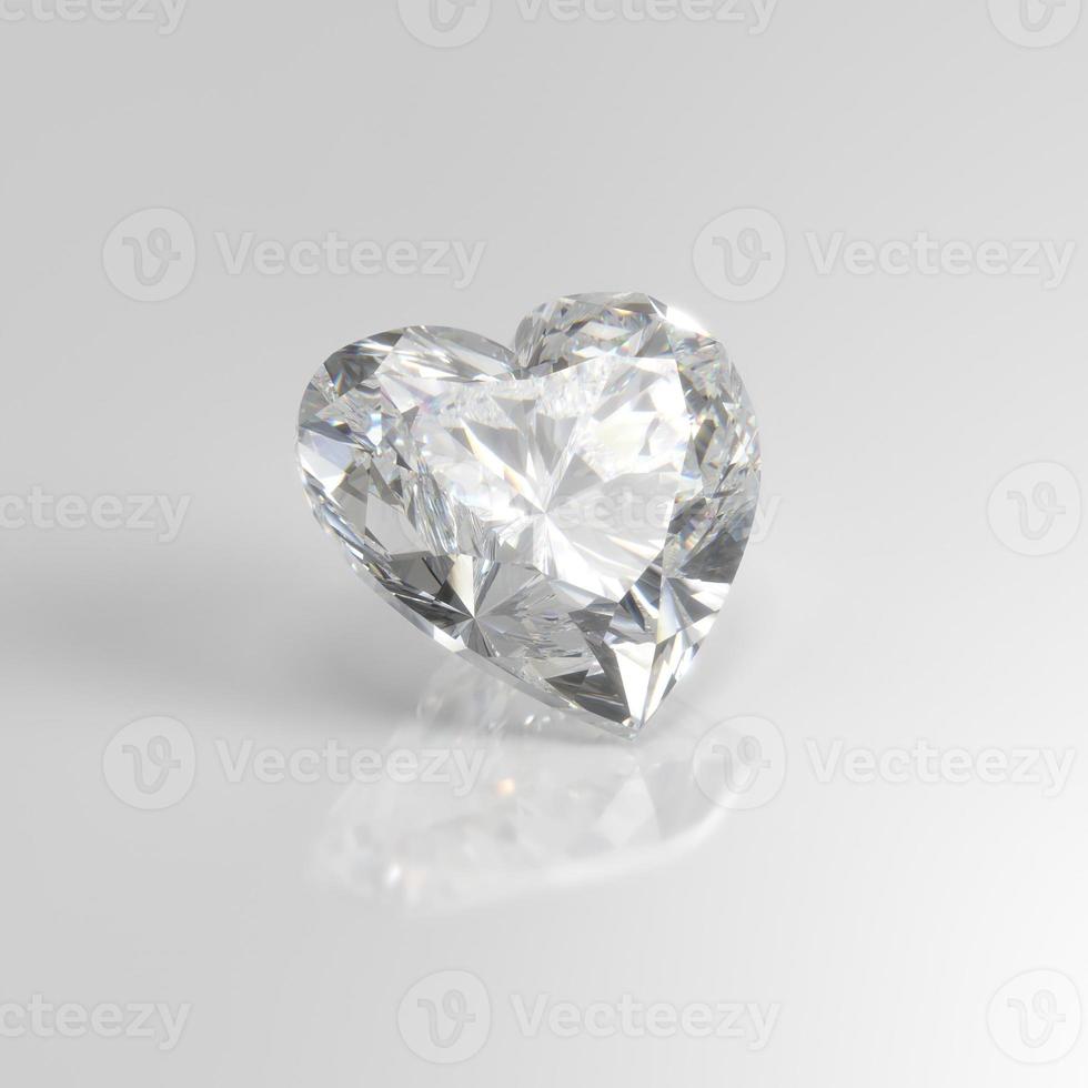 diamond gemstone heart 3D render photo