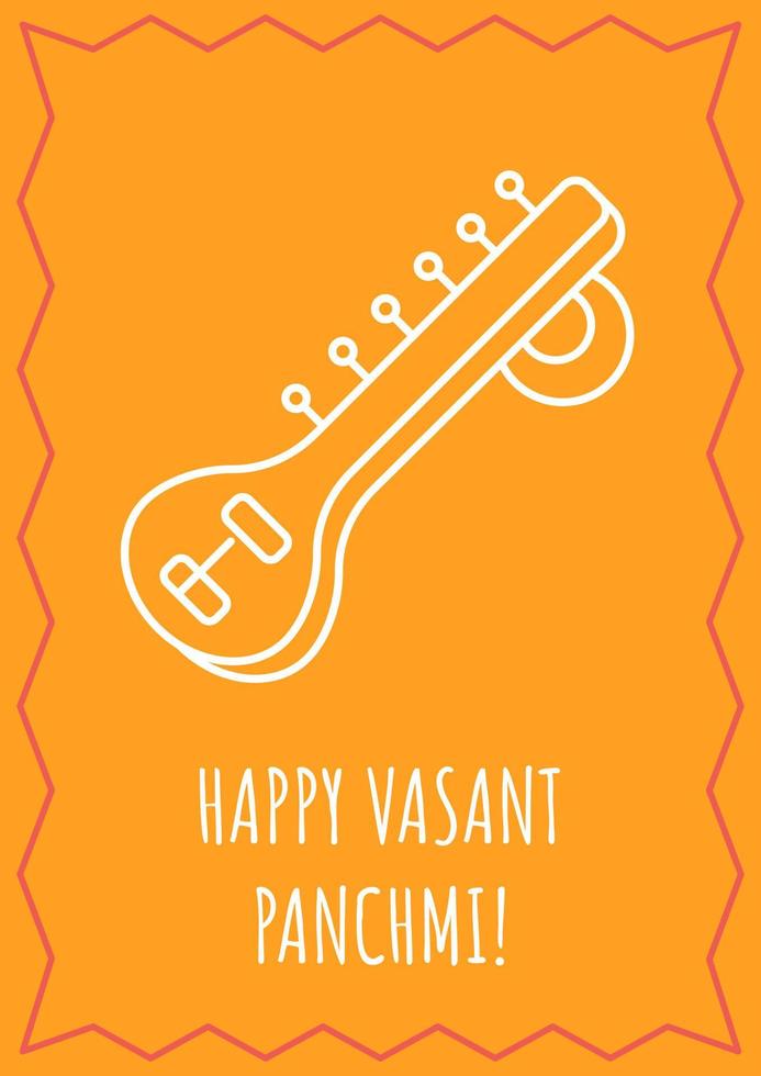 deseando feliz postal vasant panchami con icono de glifo lineal. tarjeta de felicitación con diseño de vectores decorativos. póster de estilo simple con ilustración creativa de lineart. volante con deseo de vacaciones