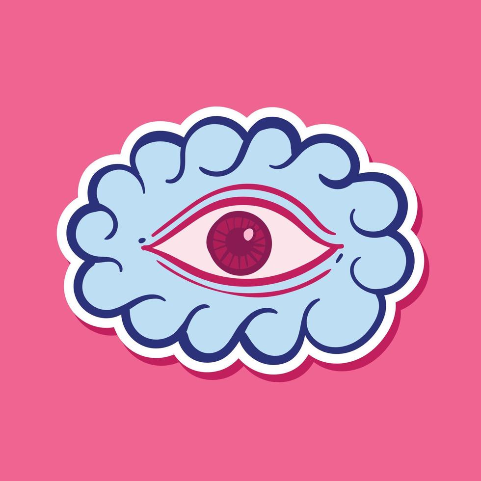 ojos de nube dibujados a mano ilustración de garabato para pegatinas, etc. vector