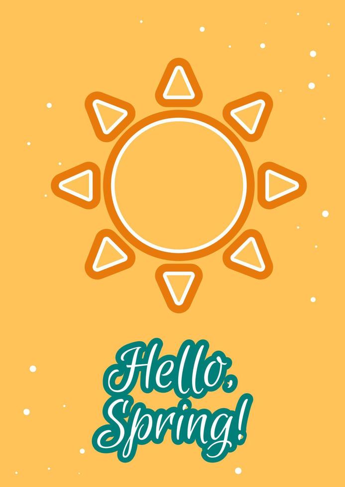 Greeting spring postcard with linear glyph icon. Seasonal rebirth. Greeting card with decorative vector design. Simple style poster with creative lineart illustration. Flyer with holiday wish