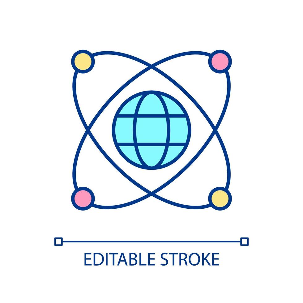 Worldwide web RGB color icon. International internet connection. Access to network. Website and server. Isolated vector illustration. Simple filled line drawing. Editable stroke. Arial font used