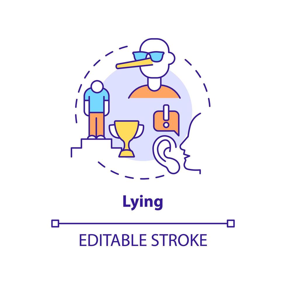 Lying concept icon. Gaslighting behaviour example abstract idea thin line illustration. Psychological abuse. Isolated outline drawing. Editable stroke. Arial, Myriad Pro-Bold fonts used vector