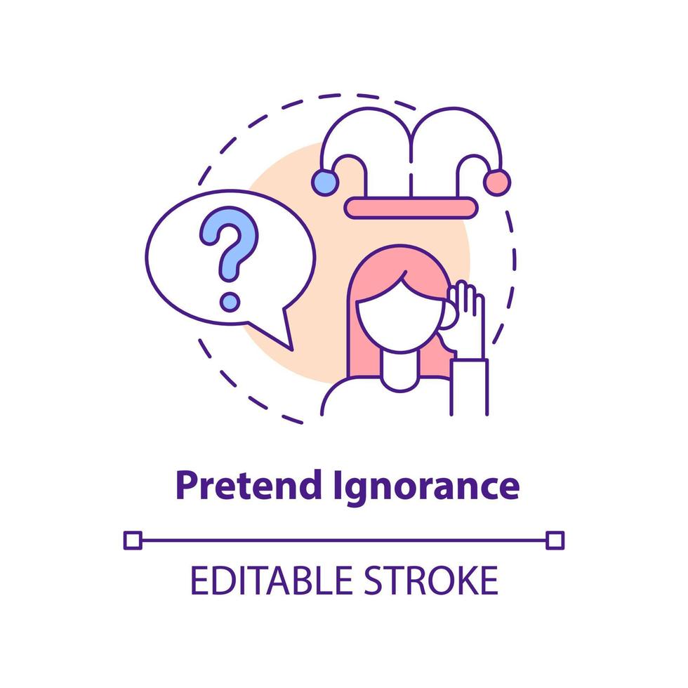 Pretend ignorance concept icon. Emotional manipulation case abstract idea thin line illustration. Discounting feelings. Isolated outline drawing. Editable stroke. Arial, Myriad Pro-Bold fonts used vector