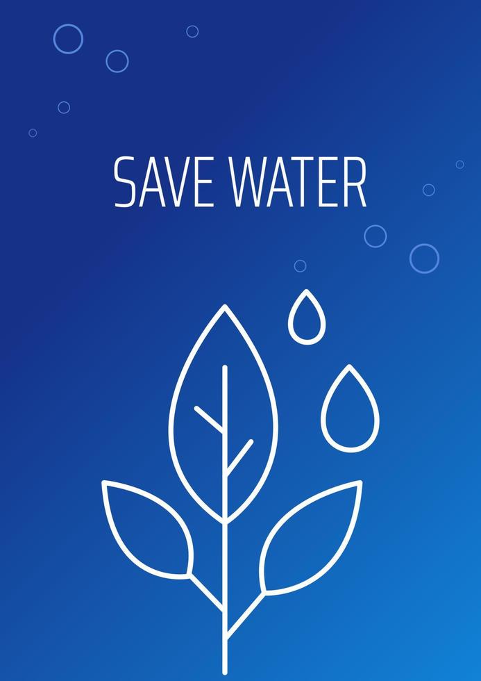 Water conservation postcard with linear glyph icon. Save planet. Greeting card with decorative vector design. Simple style poster with creative lineart illustration. Flyer with holiday wish
