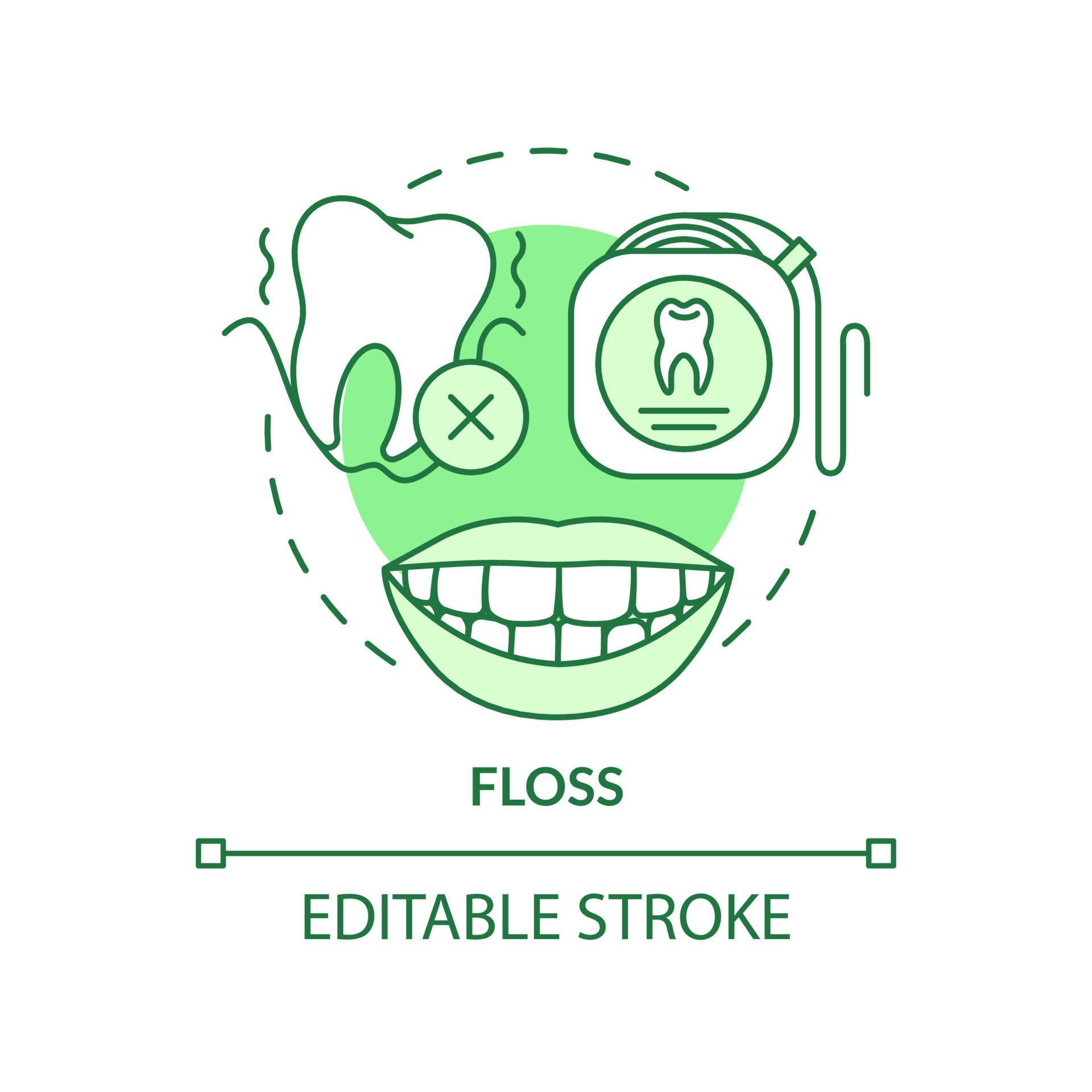 Floss green concept icon. Preventing gum disease abstract idea thin 