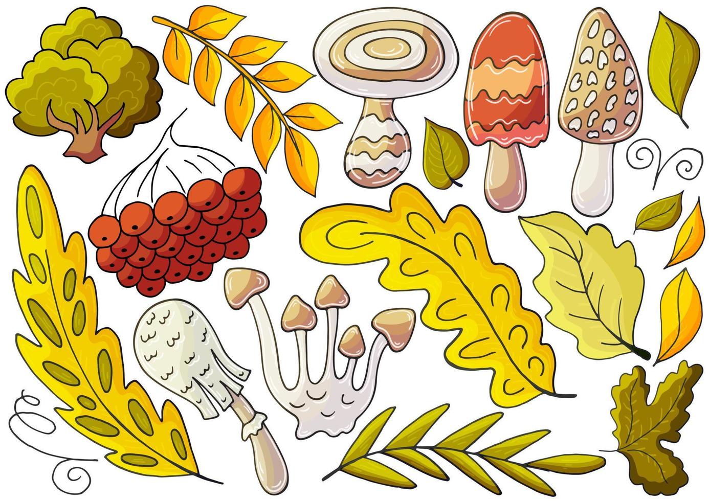 Autumn illustration in hand drawn style. Children's drawing vector