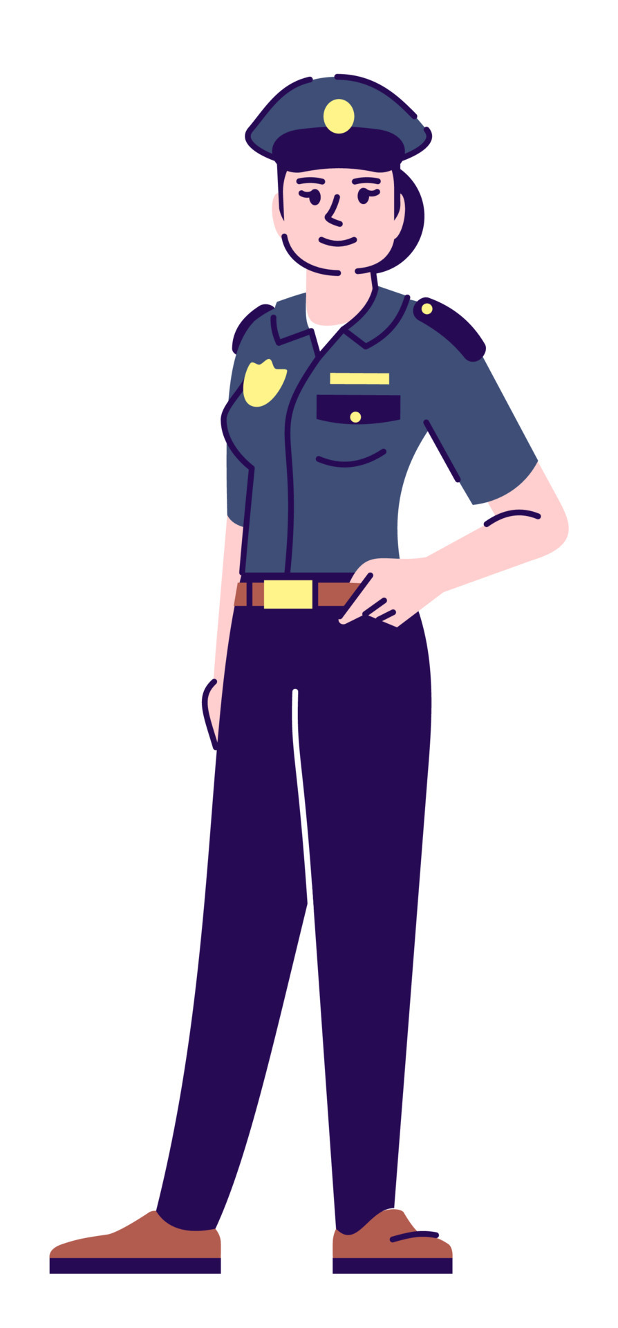 Responding to emergency situations semi flat RGB color vector illustration. Female  police officer wearing uniform isolated cartoon character on white  background 6561709 Vector Art at Vecteezy