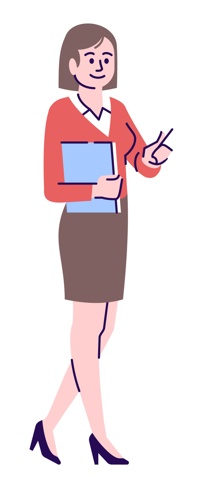 Teaching career semi flat RGB color vector illustration. Job position.  Smiling female teacher with book isolated cartoon character on white  background 6561714 Vector Art at Vecteezy
