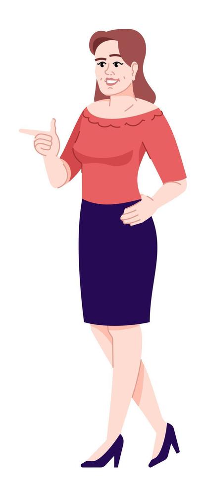 Carefree lady semi flat RGB color vector illustration. Pretty flirting woman isolated cartoon character on white background