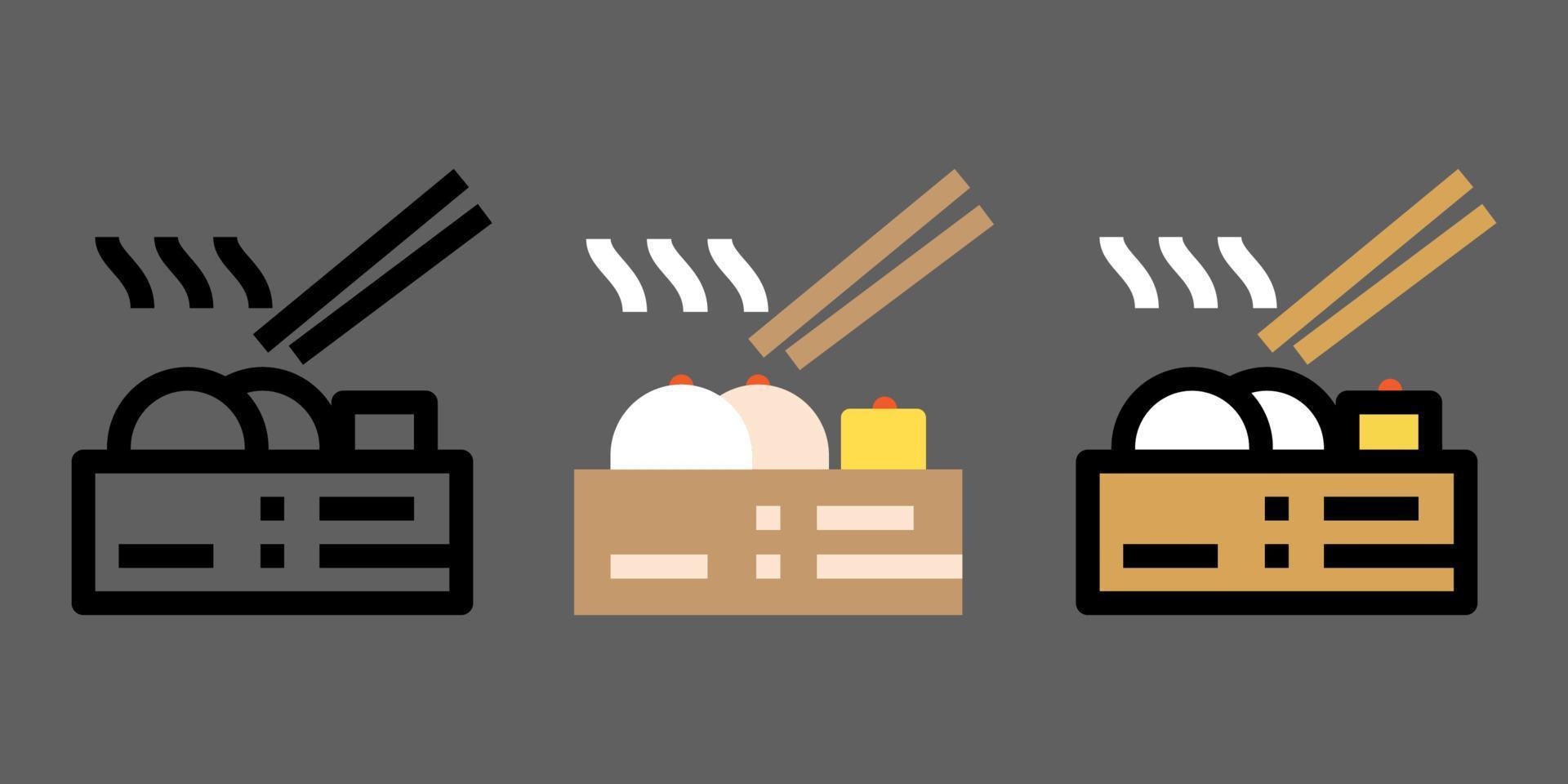 dim sum food icon set vector