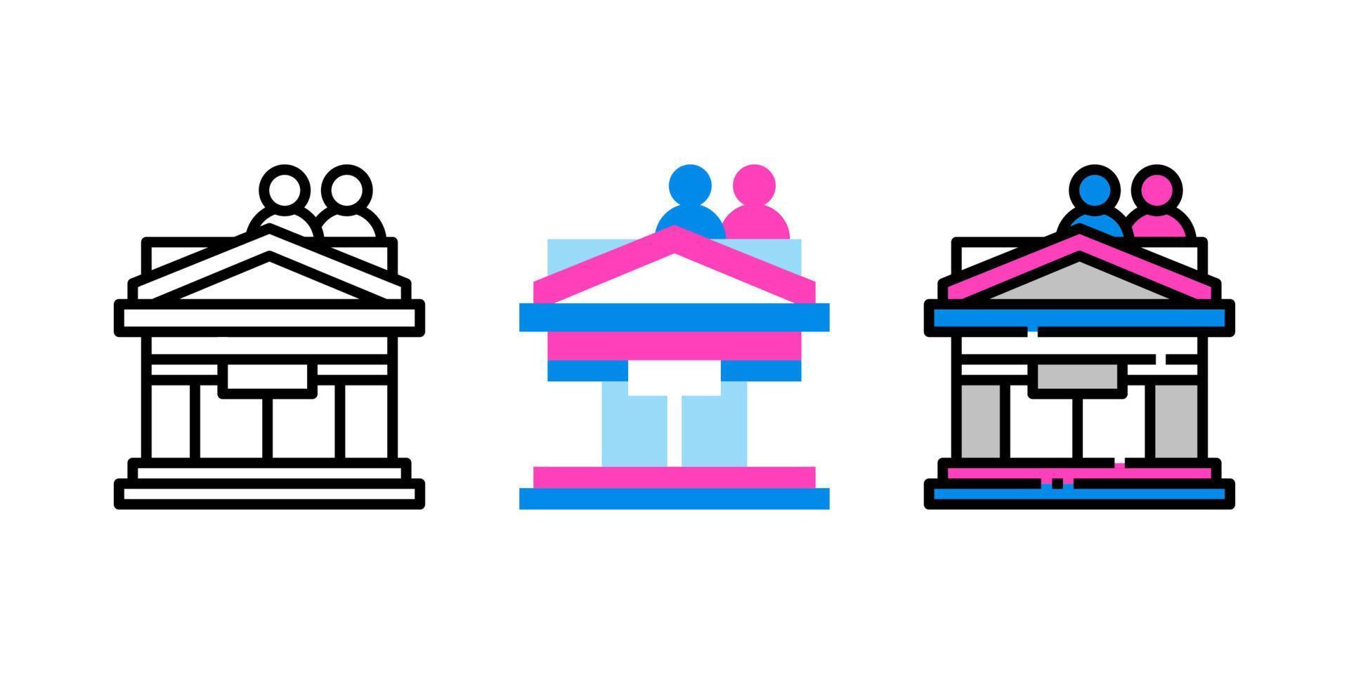 census office and district icon set vector
