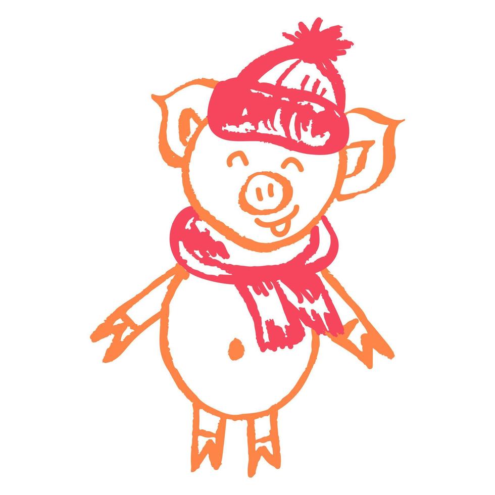 Icon in hand draw style. Drawing with wax crayons, children's creativity vector
