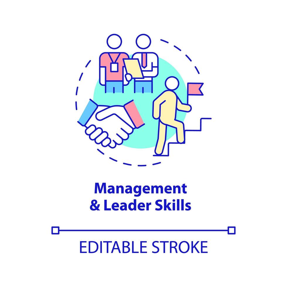 Management and leader skills concept icon. Business management abstract idea thin line illustration. Isolated outline drawing. Editable stroke. Roboto-Medium, Myriad Pro-Bold fonts used vector