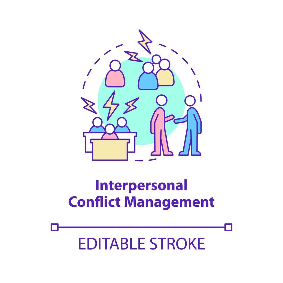 Interpersonal conflict management concept icon. Skills for human resources abstract idea thin line illustration. Isolated outline drawing. Editable stroke. Roboto-Medium, Myriad Pro-Bold fonts used vector